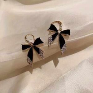 Black Bow Drop Earrings