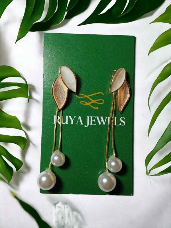 Double-leaf tassel drop earrings Ruya Jewels