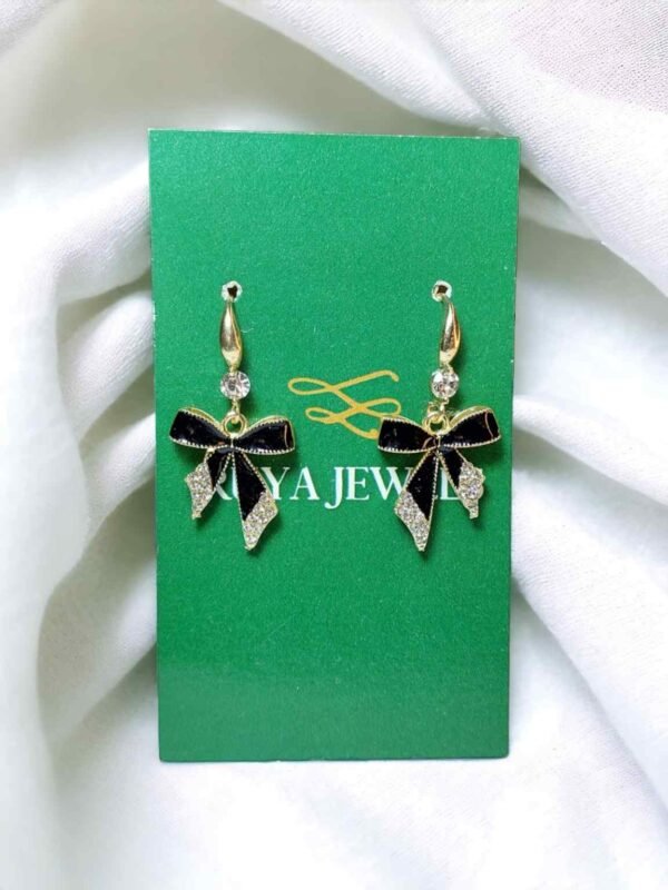 Black Bow Drop Earrings Ruya Jewels