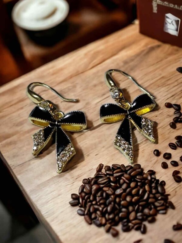 Black Bow Drop Earrings Ruya Jewels