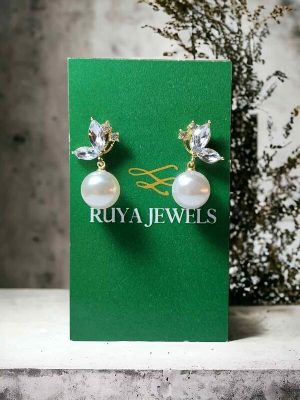 Double Crystal Pearl Earrings Ruya Jewels